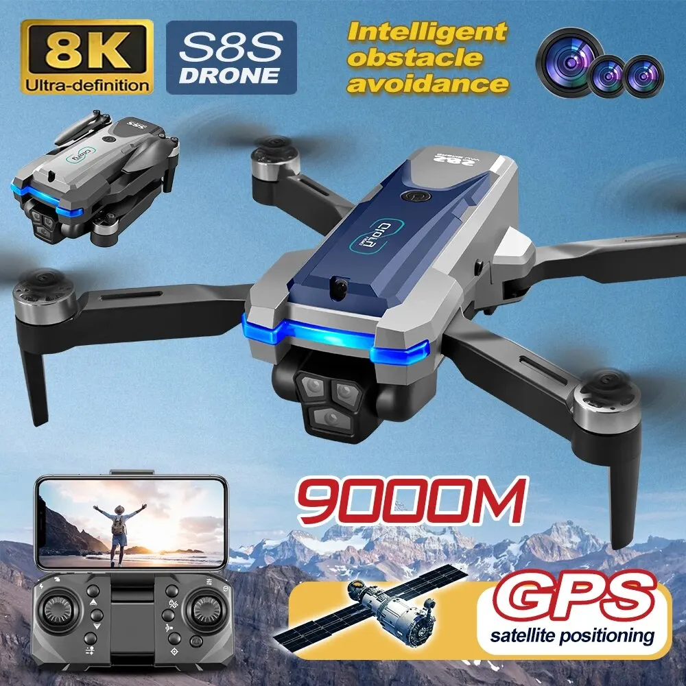 Drone Gps Module - 折りたたみ式リモートコントロールドローンRCS8S GPS,5g wifi,8k hdデュアルESCカメラ,オプティカルフロー,360 ° 障害物回避,ブラシレスモーター,9000m